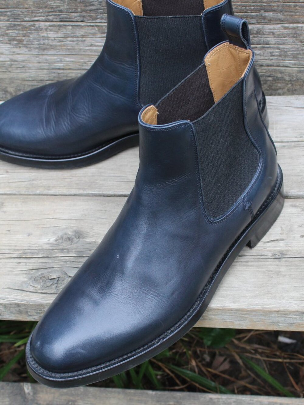 Club Monaco Blue Leather Chelsea Boots, Men's Size 11 US, Made in Italy - Picture 5 of 13